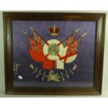 An Oak Framed Silk Embroidery and Framed Photo of WWI Sailor, 50cm Wide