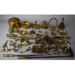 A Collection of Brassware to Include Miniature Ornaments, Crocodile Nutcracker etc