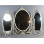 A Mid 20th Century Cream Framed Triple Dressing Table Mirror, 63cm High