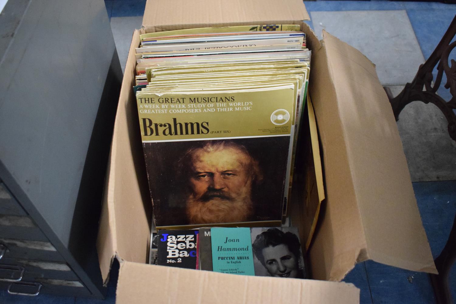 A Box Containing 33rpm and 45rpm Records, Mainly Classical