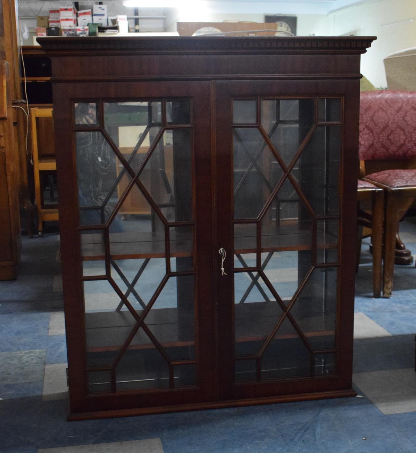 A Modern Astragal Glazed Mahogany Wall Mounting Display Cabinet, 84cm Wide