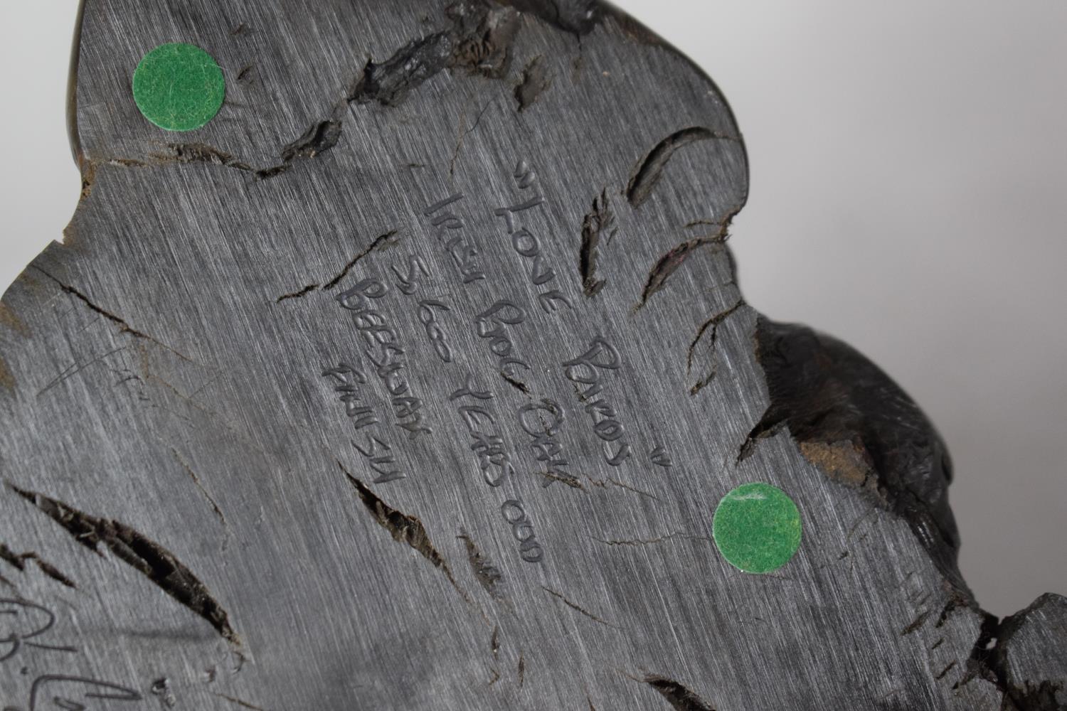 A Carved Irish Bog Oak Ornament, "Lone Birds", 5600 years old, Beeswax Finish, Signed K. Casey 2006, - Image 4 of 5