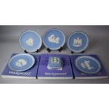 A Collection of Wedgwood Jasperware Christmas Plates Together with a Lidded Box