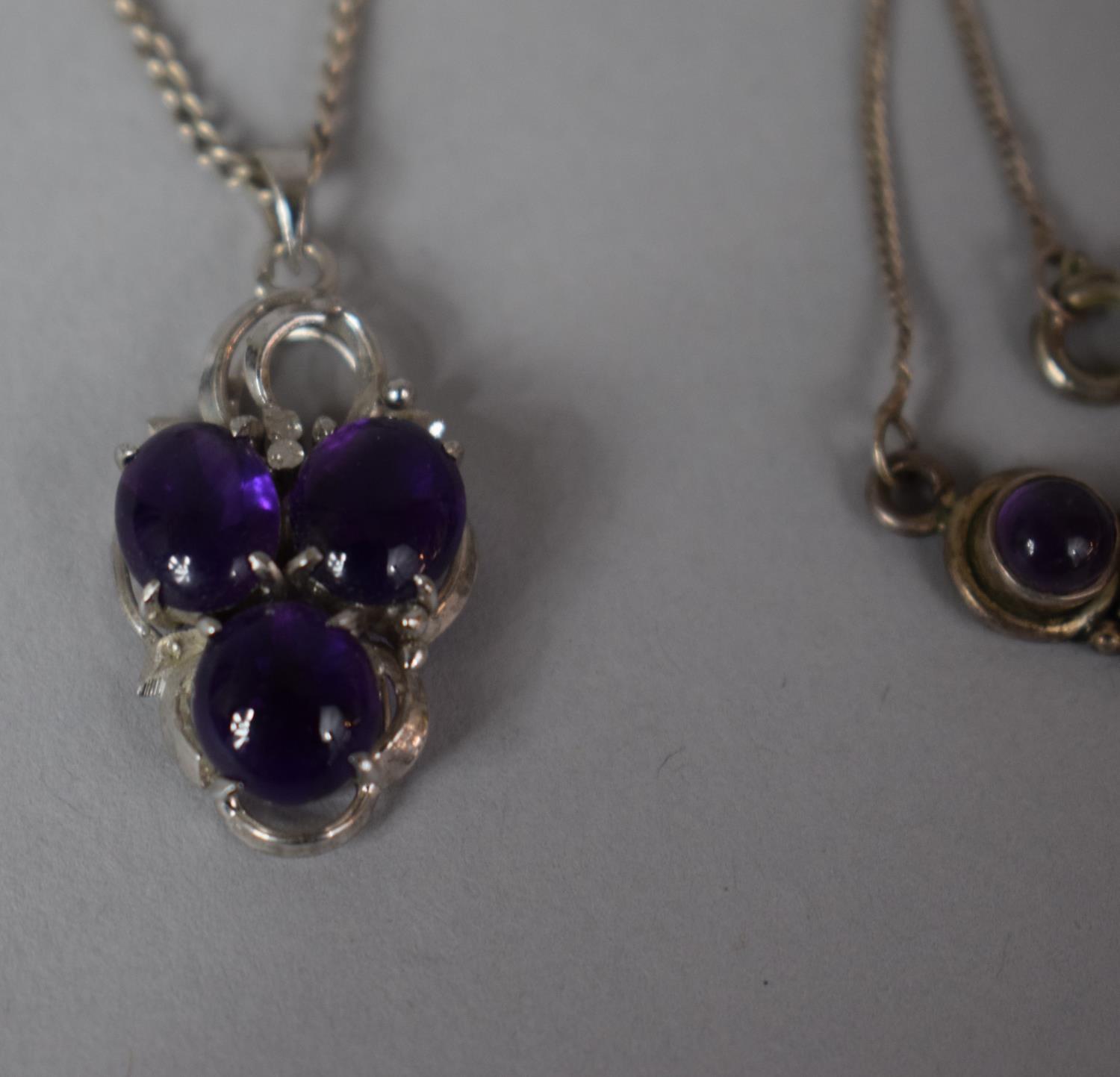 A Collection of Silver Amethyst Jewellery to Include Diamond Chip Pendant Example and Ring - Image 2 of 4