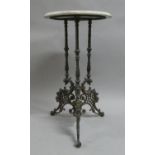 A 19th Century Coalbrookdale Style Cast Iron and Marble Topped Tripod Garden Table with Claw and