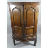 A 19th Century Oak Corner Cabinet on Stand with Panelled Doors to Fitted Shelved Interior, Base