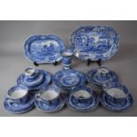 A Collection of Blue and White Spode to Include Italian Pattern Coffee Cans and Saucers, Teacups and