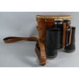 A Leather Cased Pair of Prinz 10x50 Binoculars