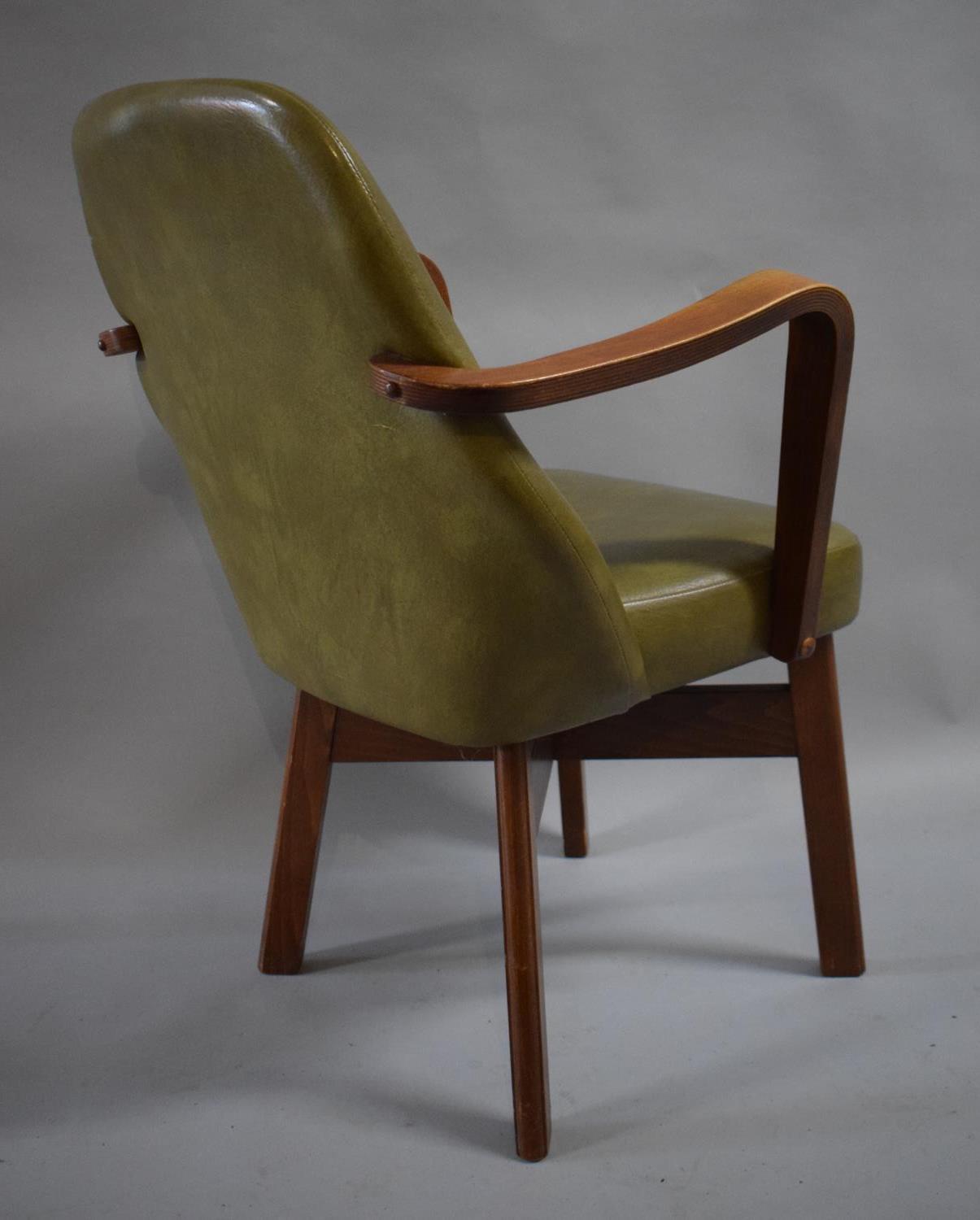 A Pair of Vintage Leather Effect Upholstered Open Armchairs - Image 4 of 4
