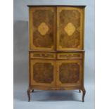 A Hale Epstein Burr Walnut Inlaid Cocktail Cabinet with Serpentine Front, Cross Banded Panels, Two