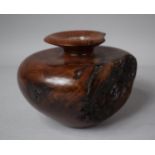 A Turned Wooden Vase with Glass Liner Formed From California Red Wood Burl, 14cm Diameter