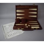 A Modern Leather Cased Backgammon Set, 37cm Wide