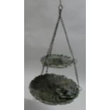 A Modern Cast Metal Hanging Two Tier Bird Feeder/Bird Bath, 30cm Diameter