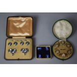 Three Cased Sets of Gents Dress Studs to Feature Enamelled and Mother of Pearl Examples