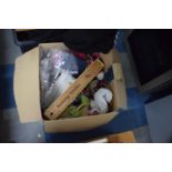 A Box Containing Various Wools and Tapestries, Knitting Needles etc