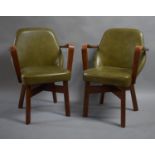 A Pair of Vintage Leather Effect Upholstered Open Armchairs