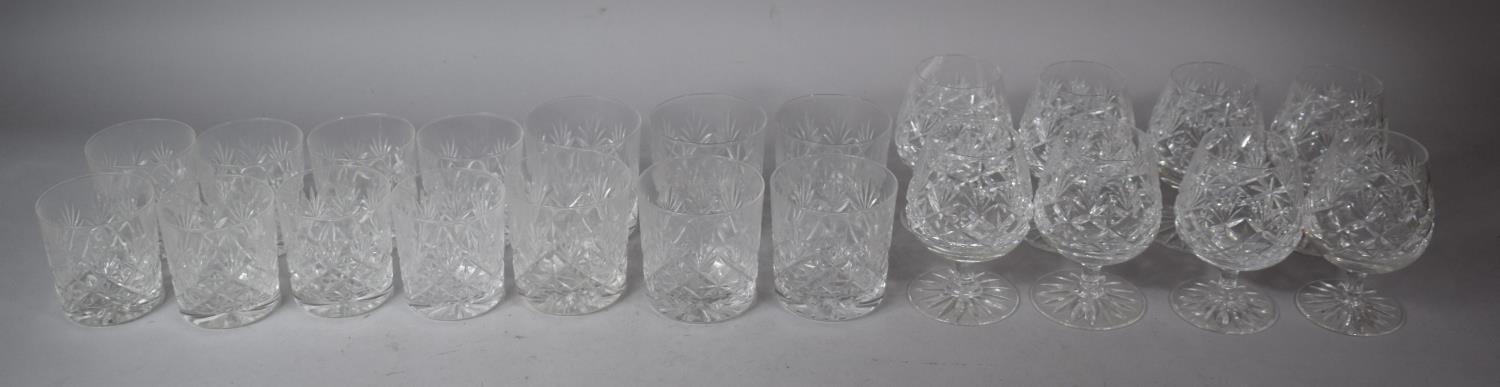 A Collection of Thomas Webb Cut Glass to Include Eight Brandy Balloons, Six Tumblers and Six Smaller