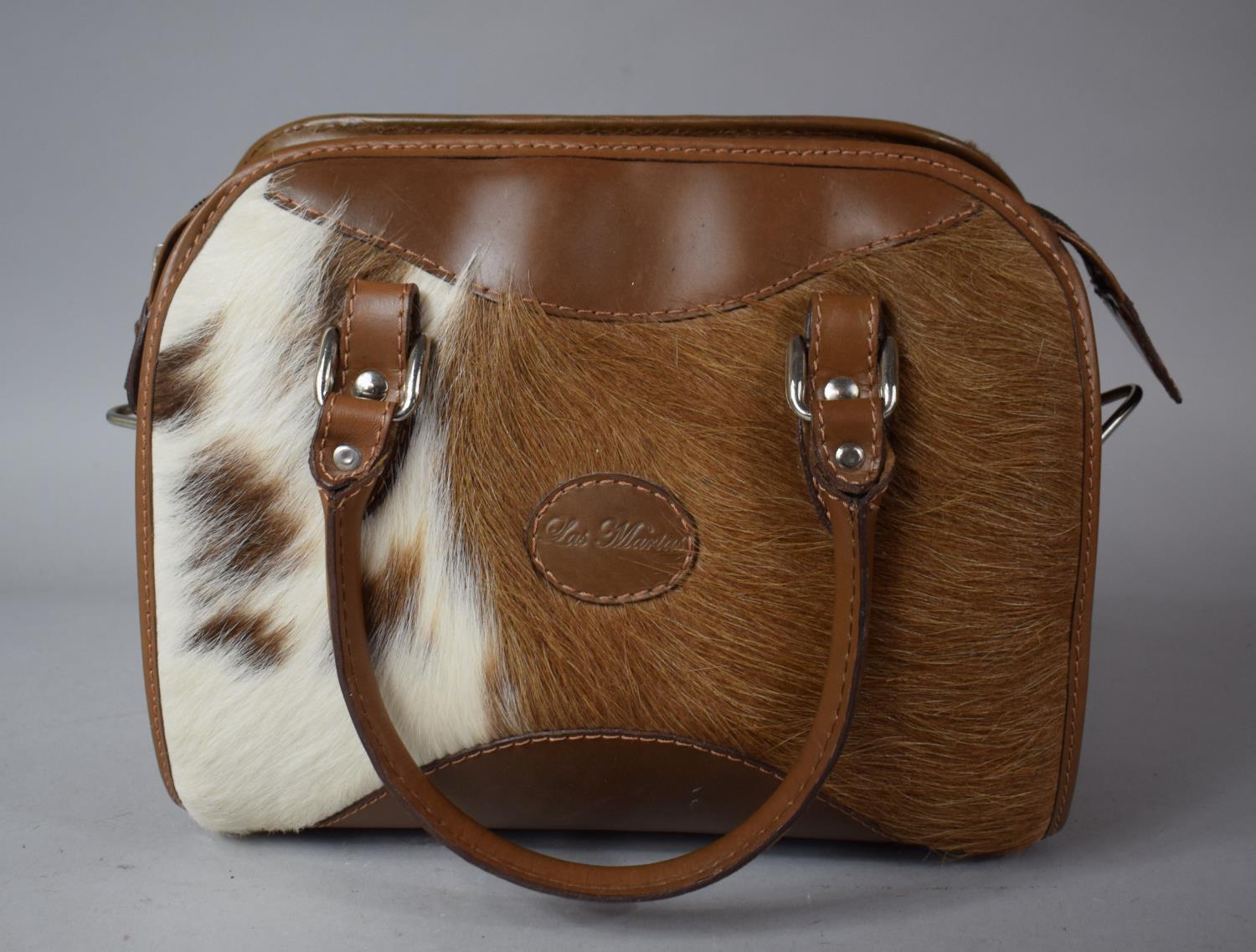A Ladies Animal Skin and Leather Handbag by Las Marias, 28cm Wide