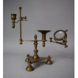 A Reproduction Georgian Style Brass Desk Top Reading Lamp with Adjustable Candle Holder, Hinged