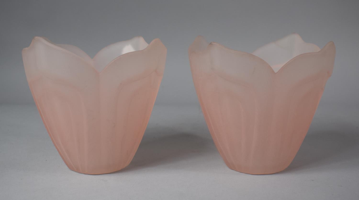 A Pair of Vintage Opaque Glass Light Shades, 12cm high