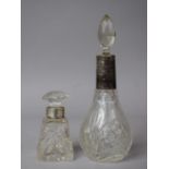 Two Silver Topped Glass Dressing Table Scent Bottles