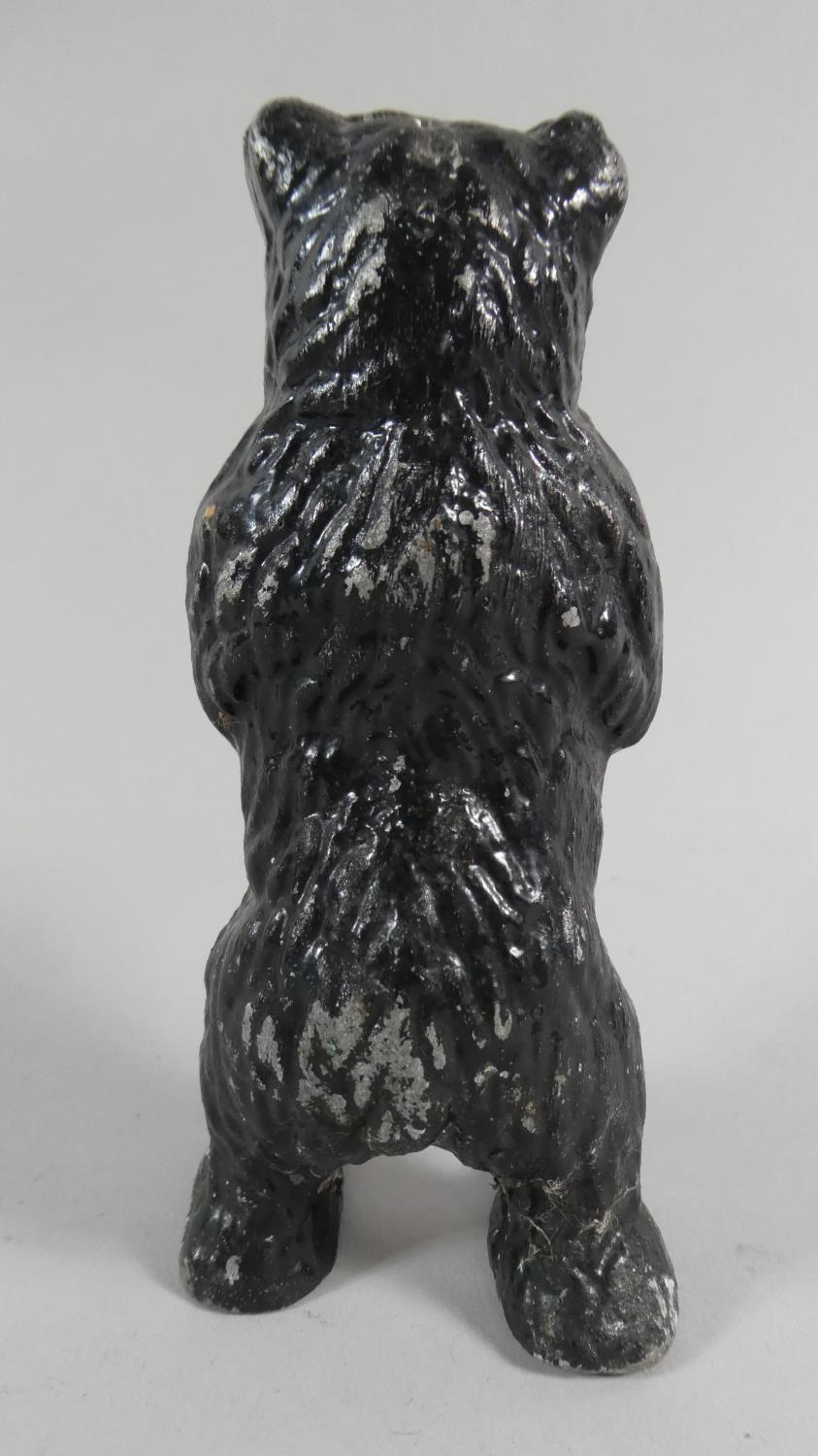 A Black Painted Reproduction Spelter Copy of a Cast Iron Standing Bear Money Box, 15cm High - Image 3 of 3