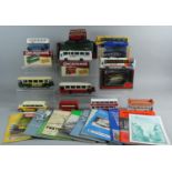 A Collection of Sixteen Boxed and Unboxed Buses and 12 Booklets on Shipwrecks and Buses