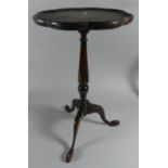 A Mahogany Tripod Wine Table, 52cm High with Scalloped Edge