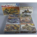 A Collection of Eight Boxed Model Kits, Different Makes, Tanks and Armoured Vehicles