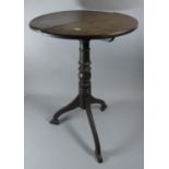 A 19th Century Circular Top Oak Tripod Table with Turned Support, 49cm Diameter