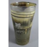 An Early 19th Century White Metal Mounted Horn Beaker with Monogrammed Escutcheon GB, 11cm High