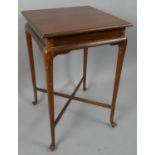 An Edwardian Square Topped Occasional Table with Cross Stretcher, 45cm and 70cm High