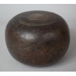 An Early 19th Century Circular Turned Wooden Lawn Bowl, 16cm Diameter