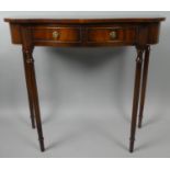 A Reproduction Demi Lune Mahogany Hall Table on Turned Reeded Legs, 79.5cm Wide