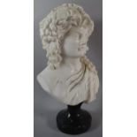 A Carved Italian Bust of Maiden Representing Autumn with Vines and Grapes in Hair, 29cm High