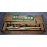 A Vintage Jaques Croquet Set in Original Pine Box