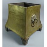 A Late 19th Century Brass Coal Box of Waisted Form with Bracket Feet and Two Ring Carrying