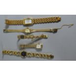 A Collection of Five Gilt Ladies Dress Watches