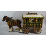 A Scratch Built Hand Built Model of a Gypsy Caravan with Horse and Harness, Caravan 32cm Long