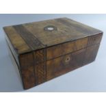 A Late Victorian Walnut Work Box with Banded Inlay and Fitted Removable Inner Tray, In Need of