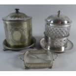 An Edwardian Cylindrical Silver Plated Biscuit Barrel with Hinged Lid, Edwardian Silver Plate and