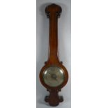 A Victorian Mahogany Onion Top Barometer Case, Missing Temperature Scale and Inner Mercury Tube,