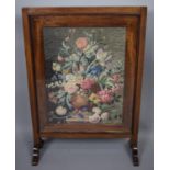 An Edwardian Mahogany Framed Fire Screen with Tapestry Centre, 52cm Wide