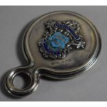 A Silver and Enamelled Masonic Handbag Mirror for Yenton Lodge, 7.5cm high