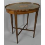 A Late 19th Century Inlaid Oval Topped Occasional Table with Galleried Surround on Square Tapering