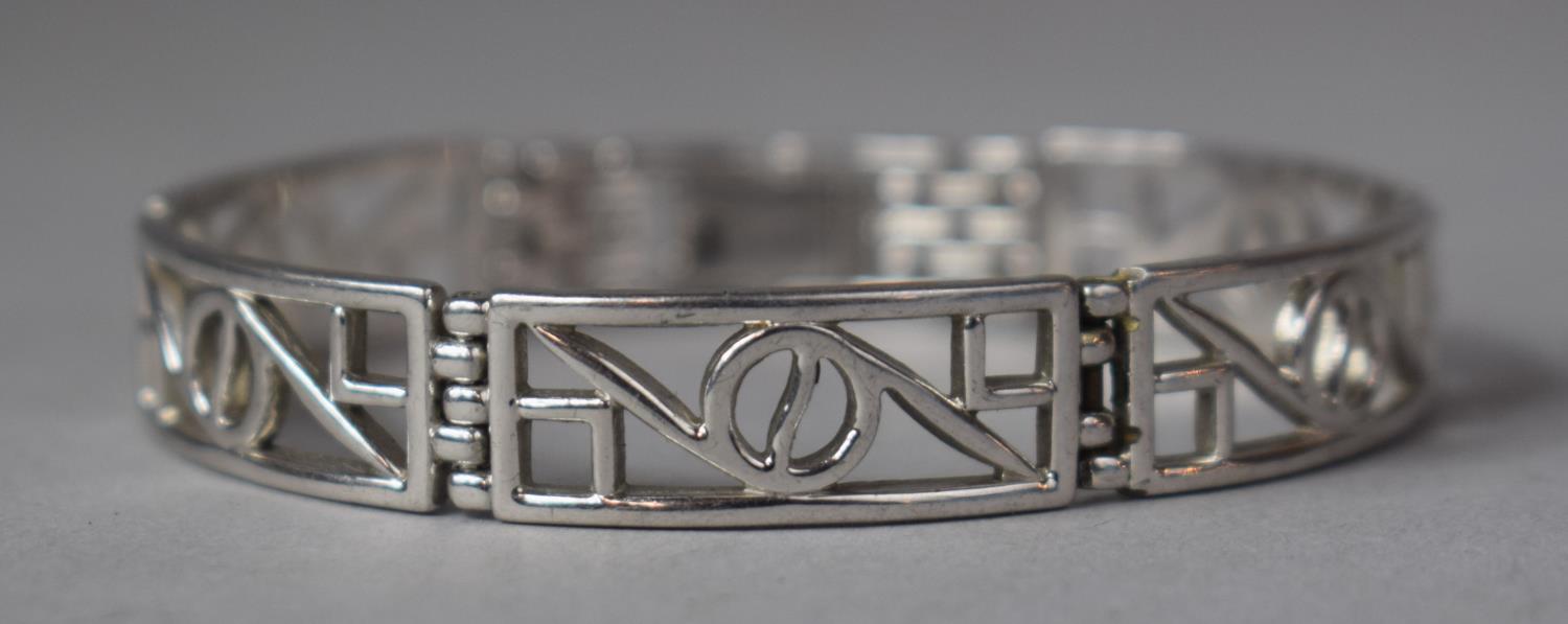 A Rene Macintosh Style Silver Bracelet with Spread Eagle To Clasp