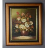 A Small Framed Oil on Canvas, Still Life Flowers, 24cm High