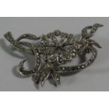 A Silver and Marcasite Floral Brooch