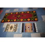 A Woven Woollen Rug and Two Small South American Rugs