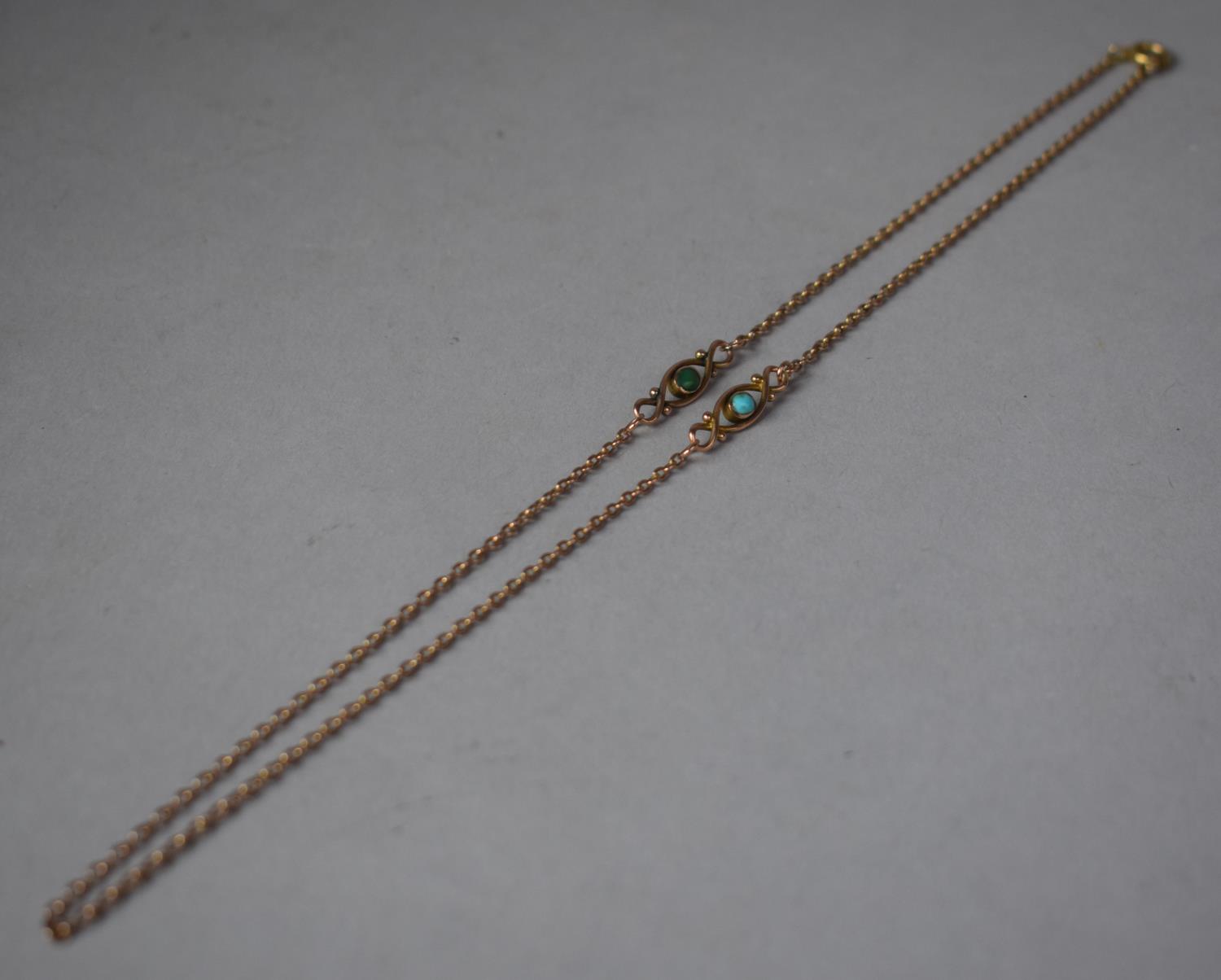 A 9ct Rose Gold and Turquoise Edwardian Necklace, 6g